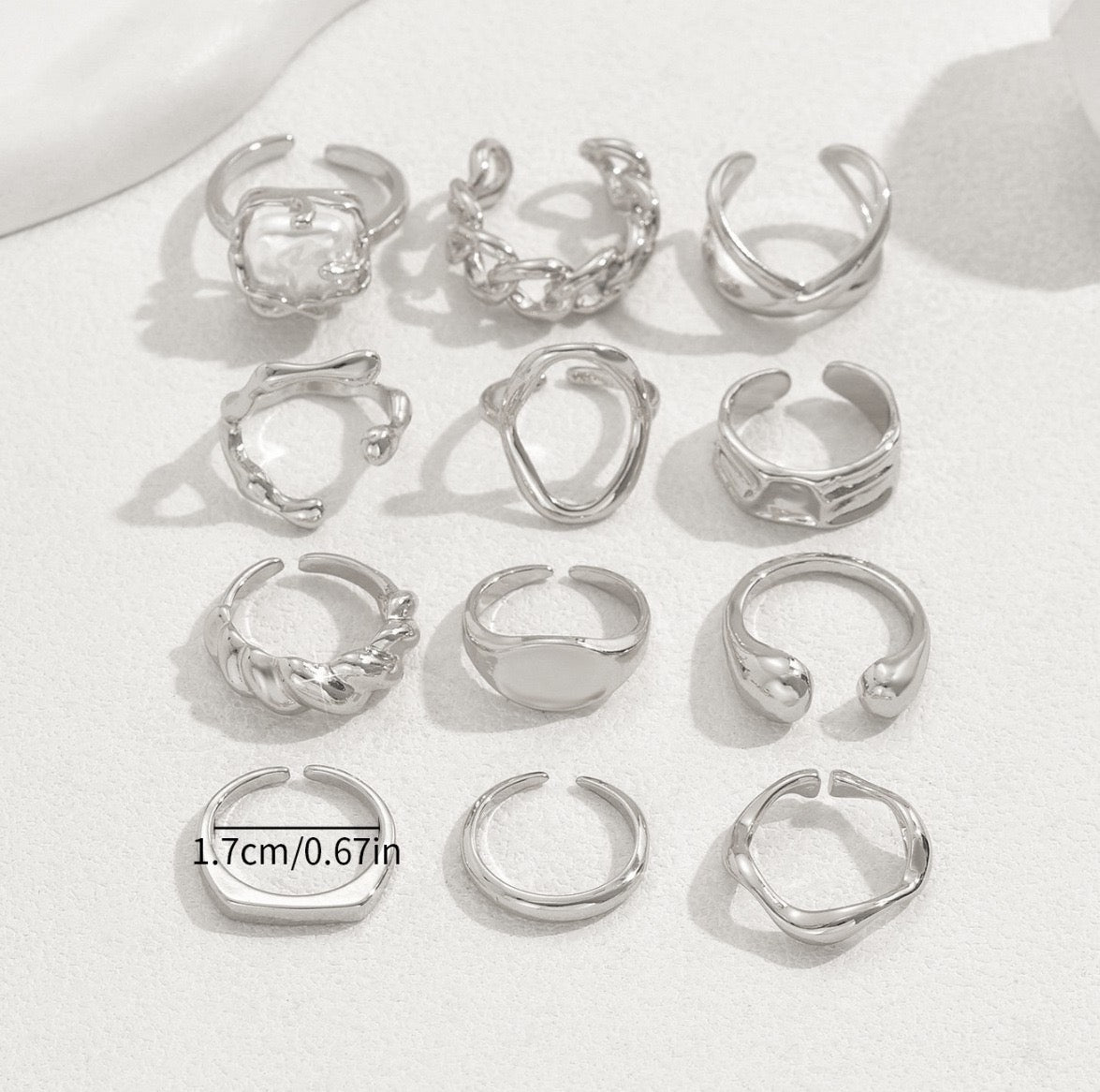 Stacked 12-Piece Ring Set
