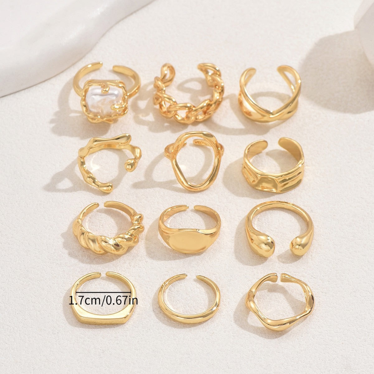 Stacked 12-Piece Ring Set