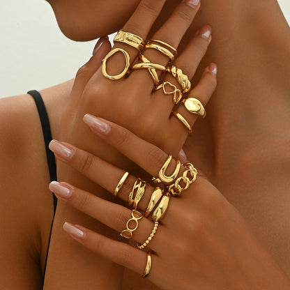 Sculptural 16-Piece Ring Set