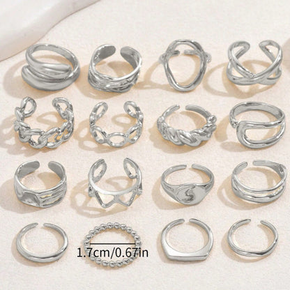 Sculptural 16-Piece Ring Set