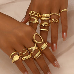 Sculptural 16-Piece Ring Set