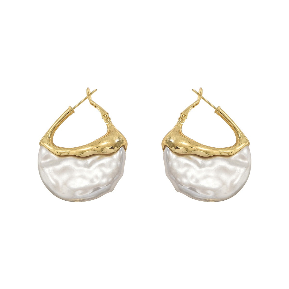 Baroque Pearl Hoop Earrings