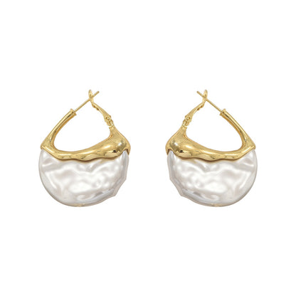 Baroque Pearl Hoop Earrings