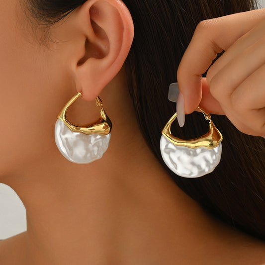 Baroque Pearl Hoop Earrings