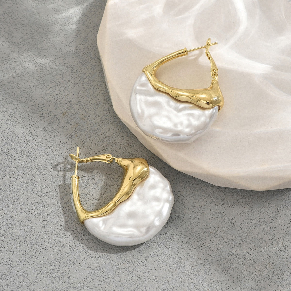 Baroque Pearl Hoop Earrings