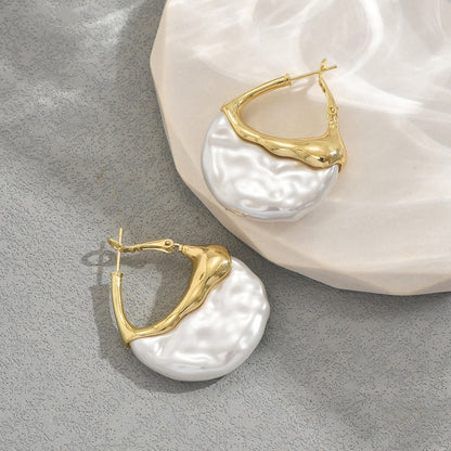 Baroque Pearl Hoop Earrings