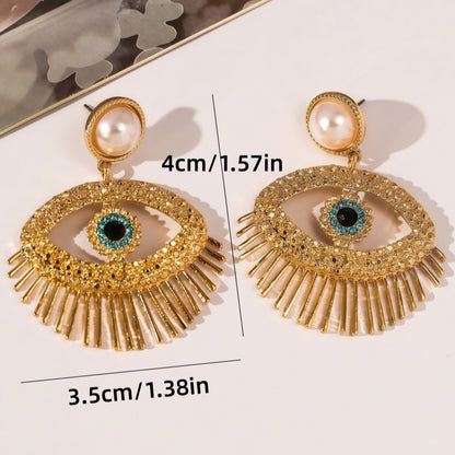 Evil Eye Fringe Drop Earrings