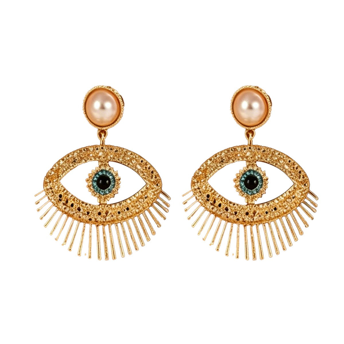 Evil Eye Fringe Drop Earrings