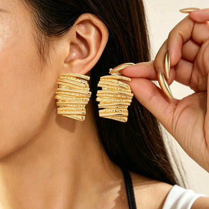 Ribbed Sculptural Stud Earrings