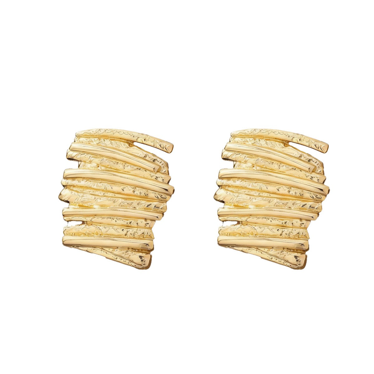 Ribbed Sculptural Stud Earrings