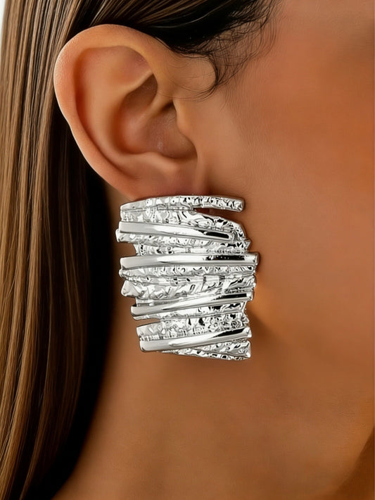 Ribbed Sculptural Stud Earrings