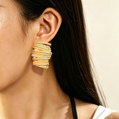 Ribbed Sculptural Stud Earrings