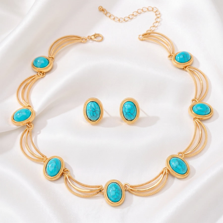 Scalloped Cabochon Necklace & Earring Set