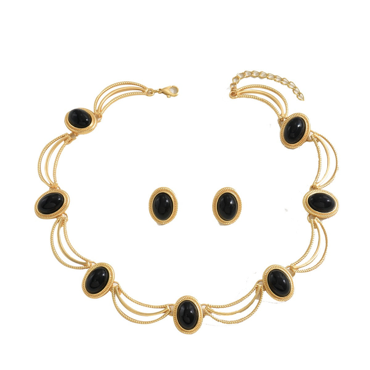 Scalloped Cabochon Necklace & Earring Set