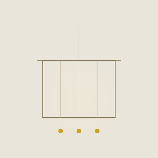 Lantern chandelier — a blackened steel cage around ribbed glass